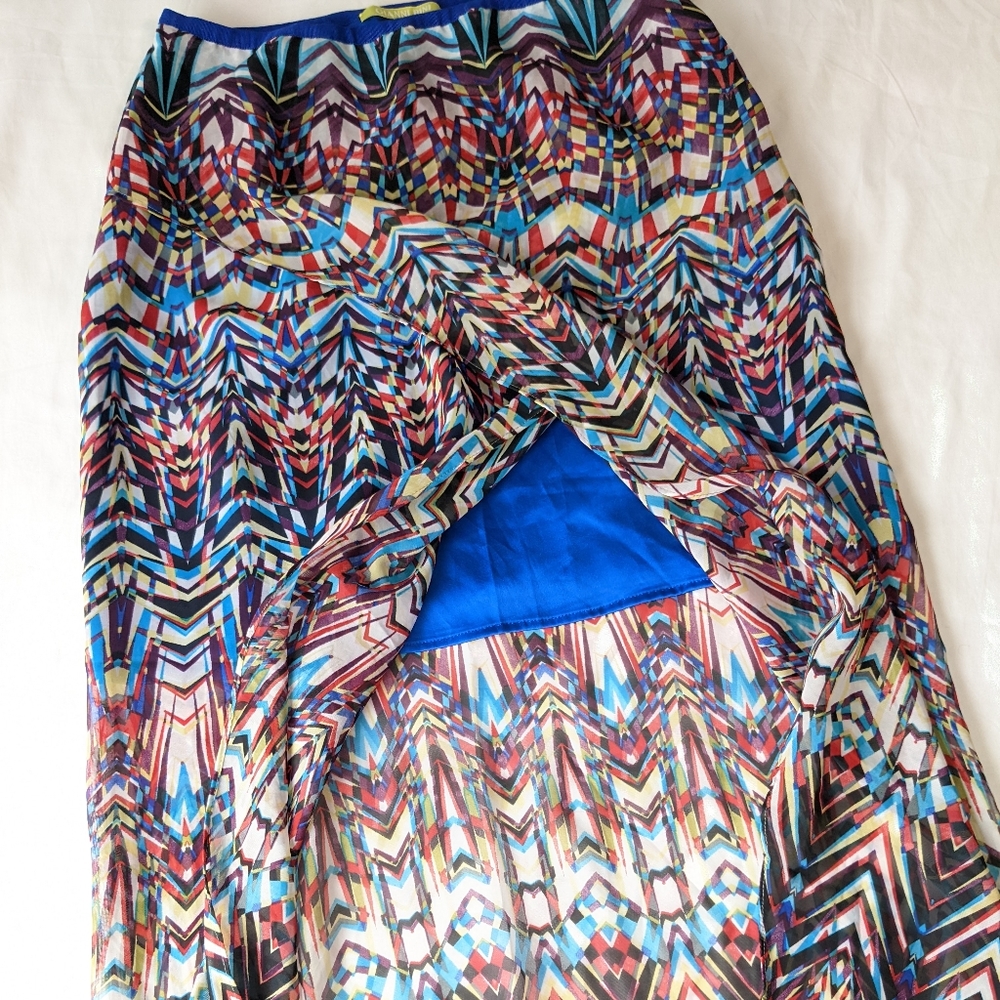 Gianni Bini Open Front Maxi Skirt Multi Color - image 3